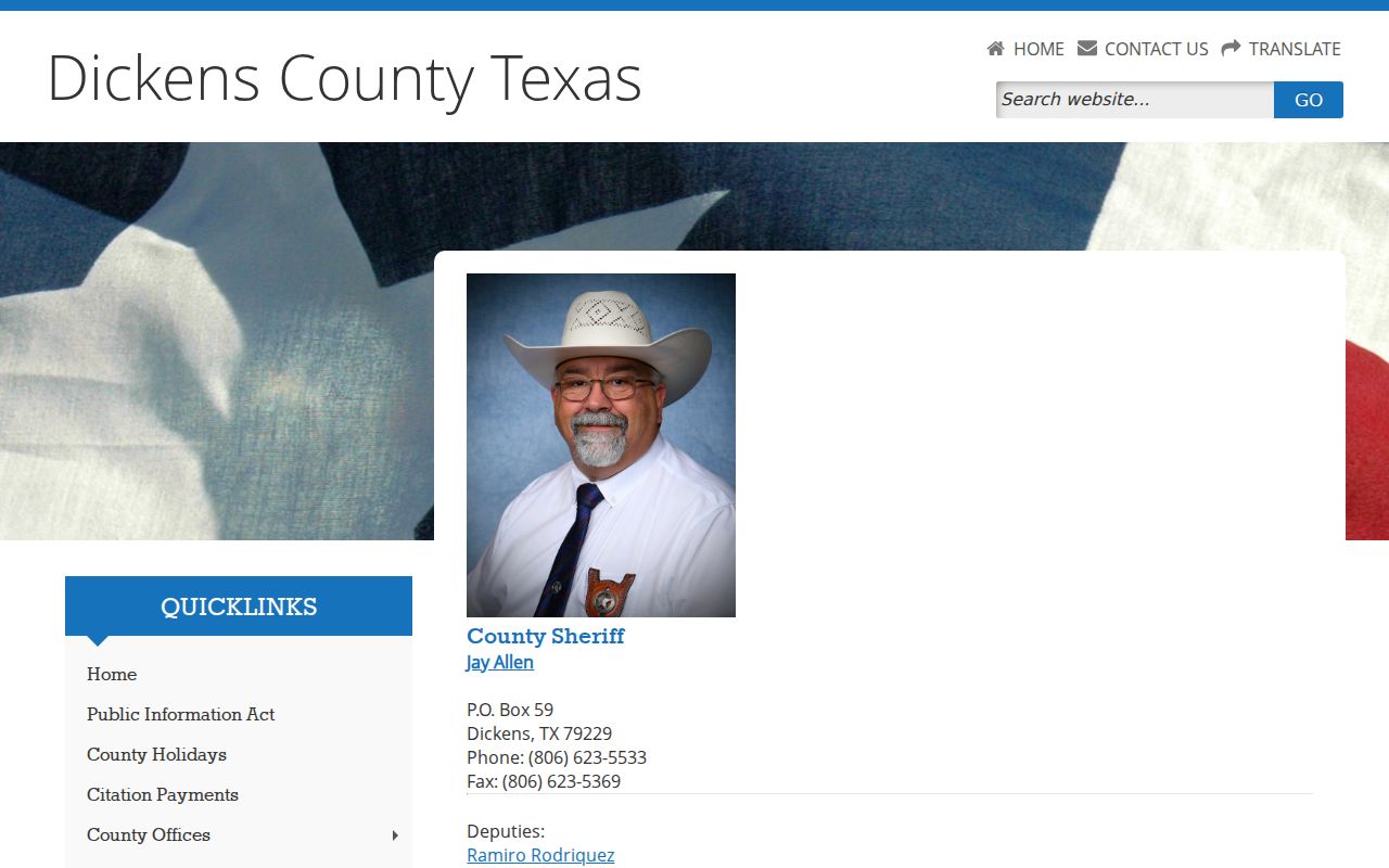 Dickens County arrest lookup Sheriff contact and custody route