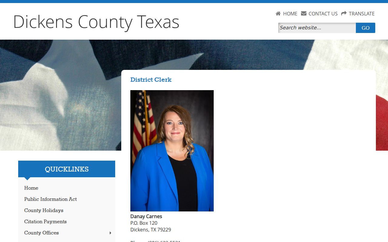 Dickens County criminal court cases District Clerk access page