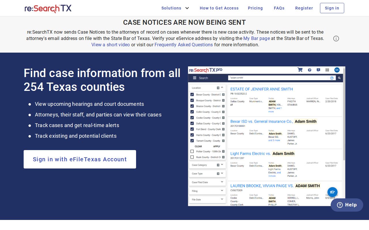 Dickens County criminal court cases re SearchTX statewide portal